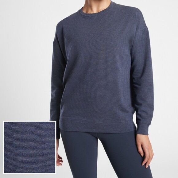 Athleta Studio To Street Blue Sweatshirt Sz L - Picture 1 of 7